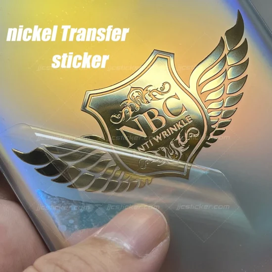 pour l'impression personnalisée du produit Étiquette adhésive Nickel Logo Badge Transfer Metal Sticker